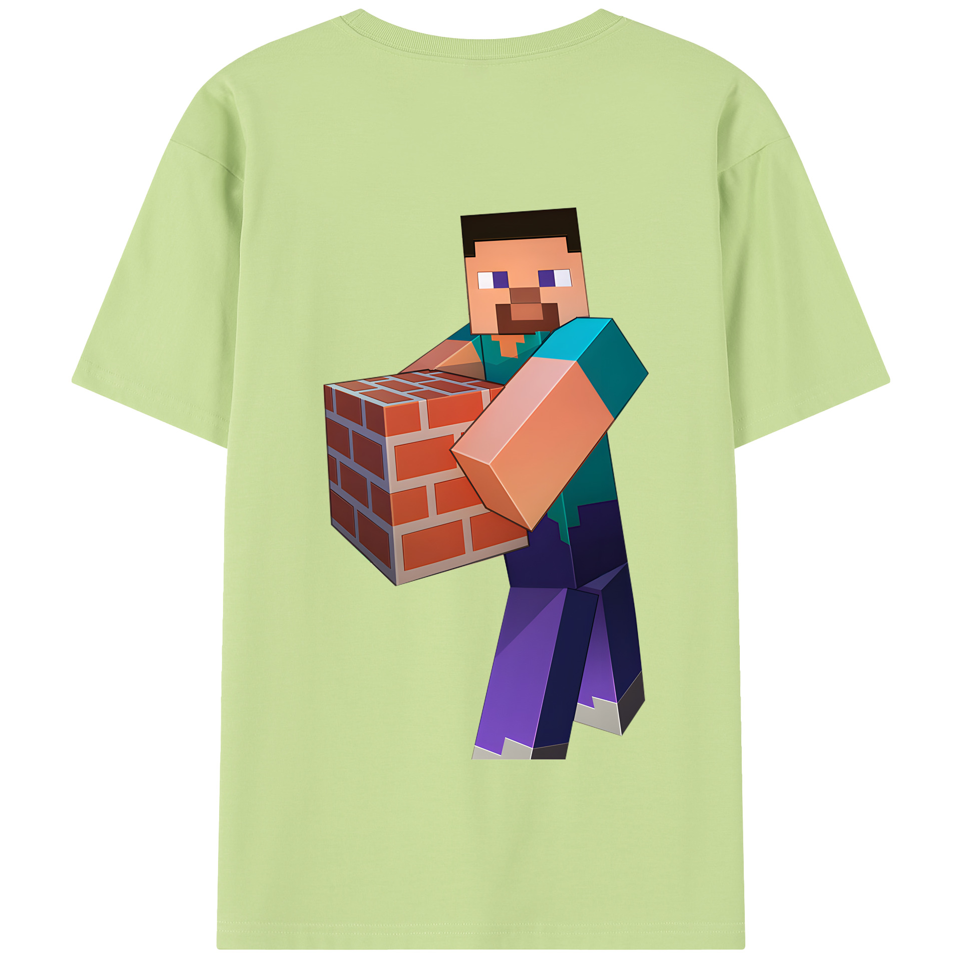 （画像用） マインクラフト ブロックの世界 Minecraft MC Block world 綿100％半袖Tシャツ（背面プリント）